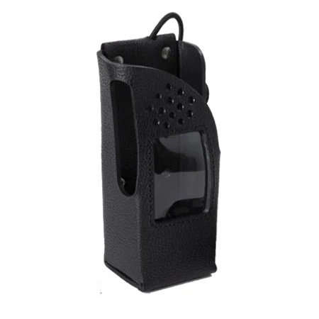 Black Leather Holster with Swivel Beltloop for Tait TP9600 Series Radios - Image 2