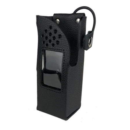 Black Leather Holster with Swivel Beltloop for Tait TP9600 Series Radios - Image 3