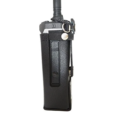 Leather Open Speaker Holster with Snapping Belt Loop and D-Rings BKR9000 Radios - Image 3