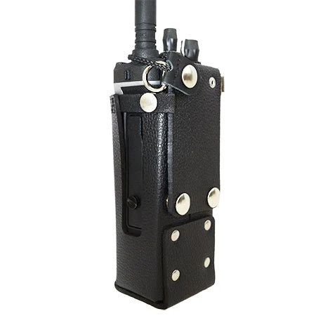 Leather Open Speaker Holster with Snapping Belt Loop and D-Rings BKR9000 Radios - Image 4