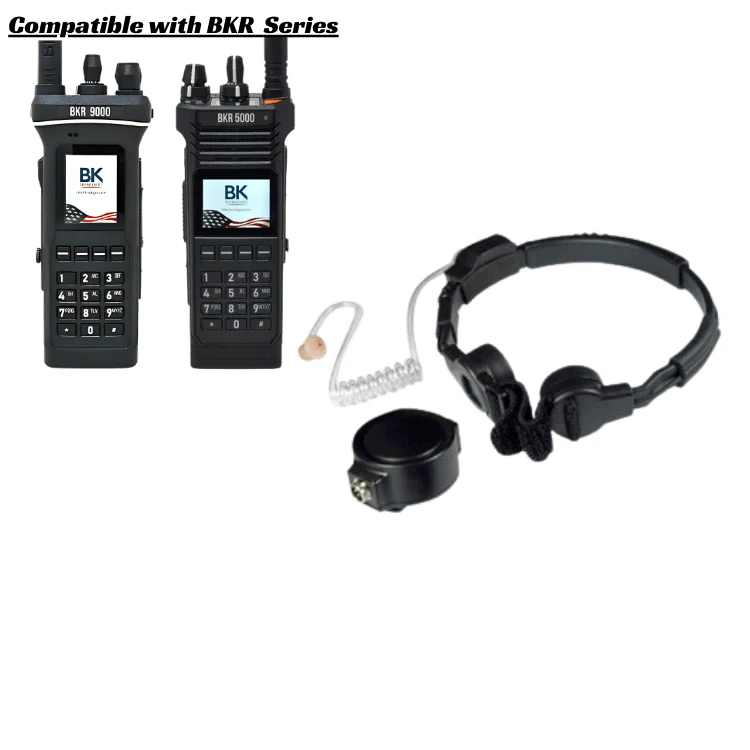 Tactical Throat Mic (BKR0239) with PTT and Earpiece for BKR5000 & BKR9000 Radios
